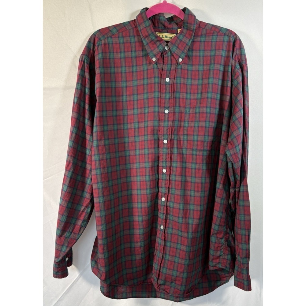 LL Bean Shirt Size XL Long Sleeve Plaid‎ Button Up